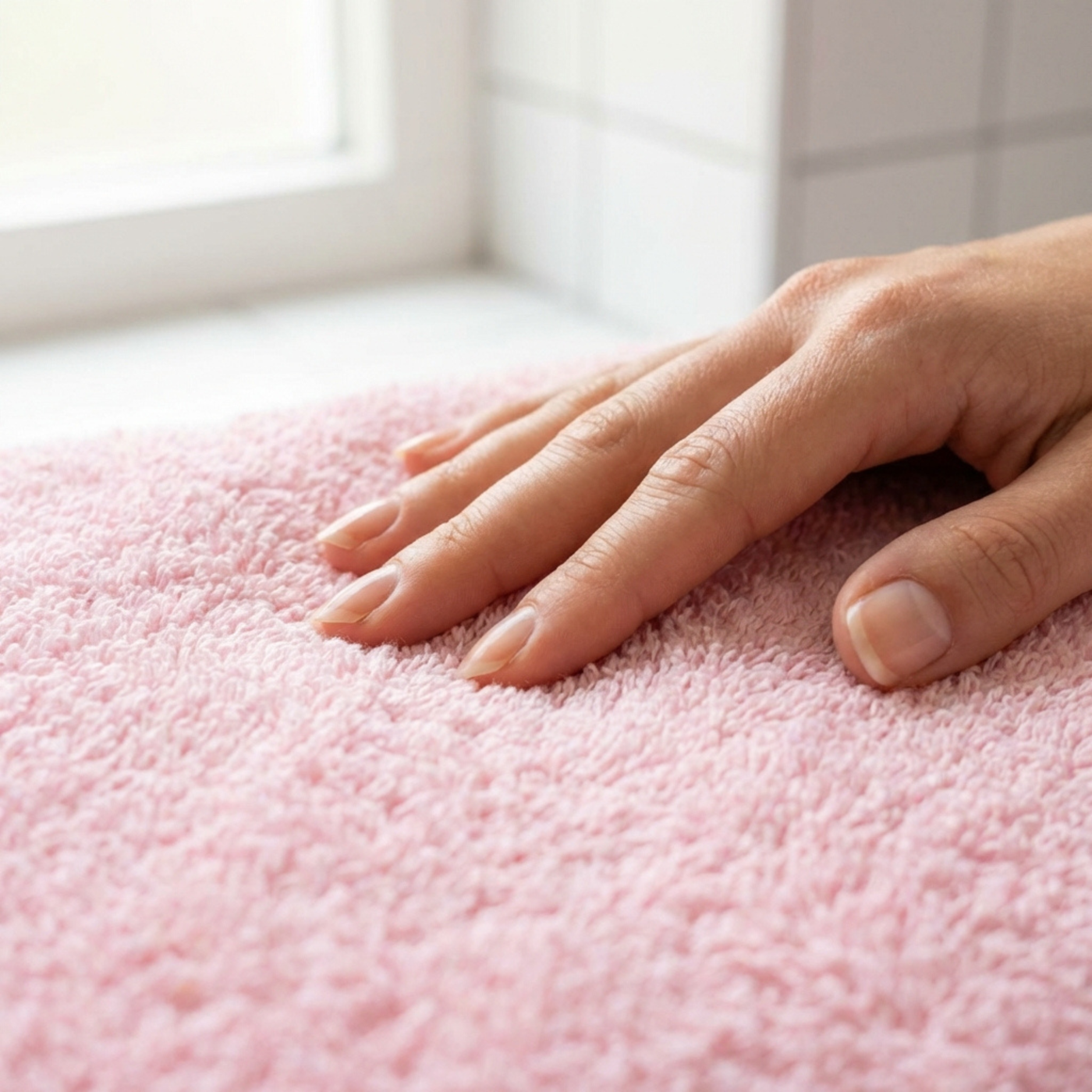 Dikke zachte roze hotel handdoek lang:"nl"