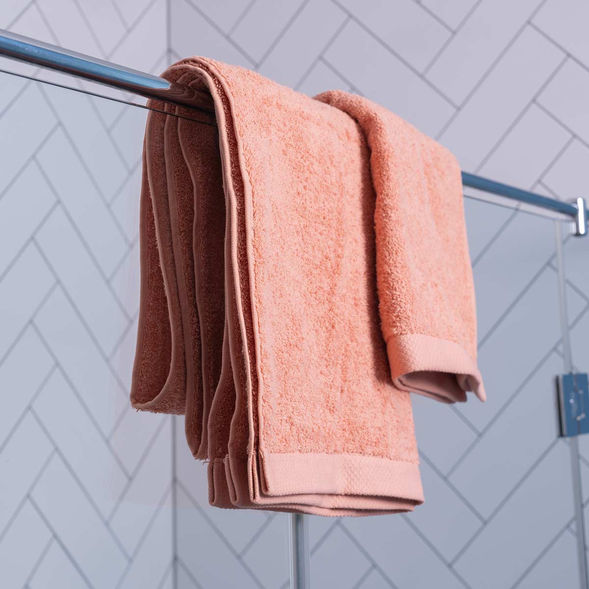 Zalm roze hotel kwaliteit handdoeken lang:"nl"