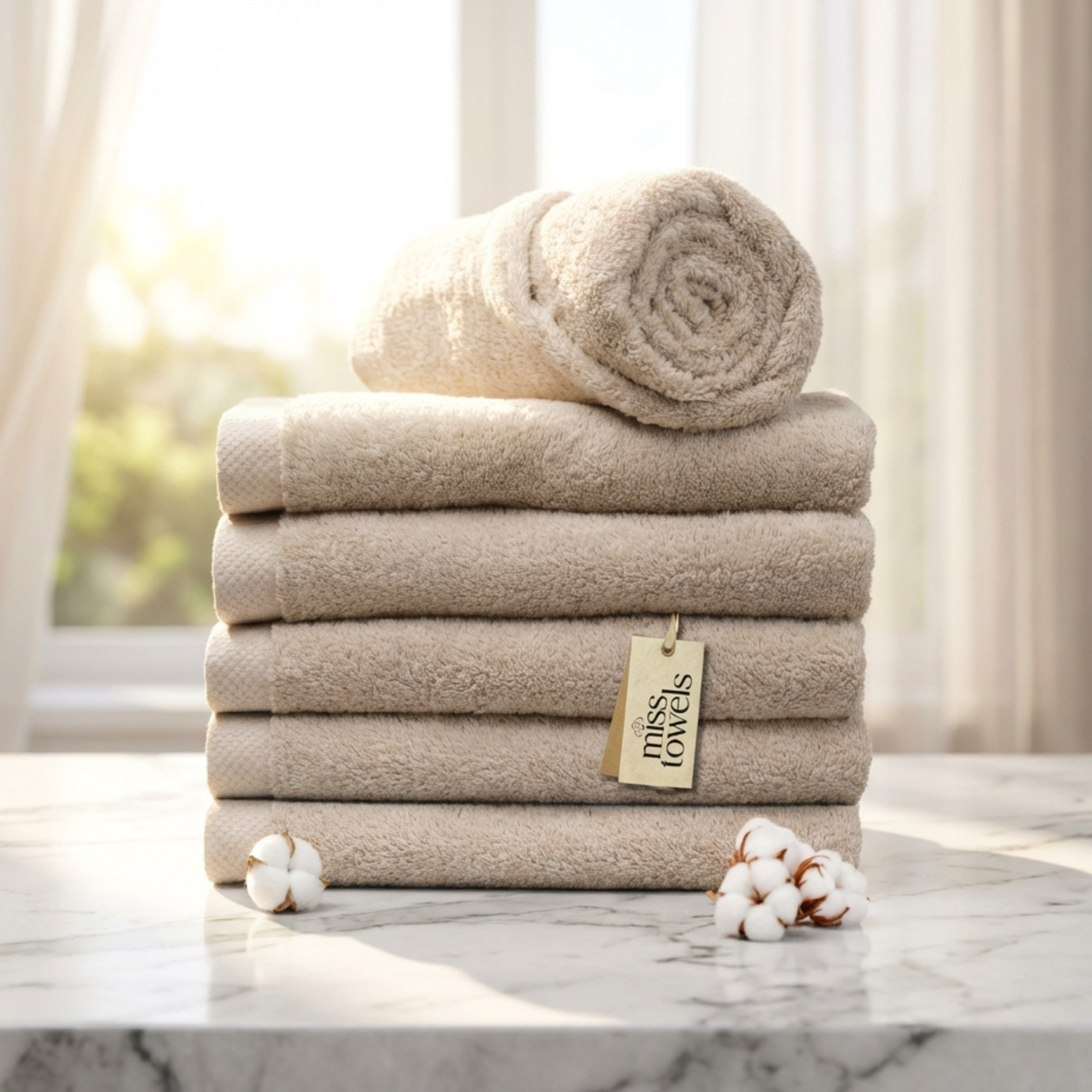 Stapel dikke zachte camel hotel handdoeken lang:"nl"