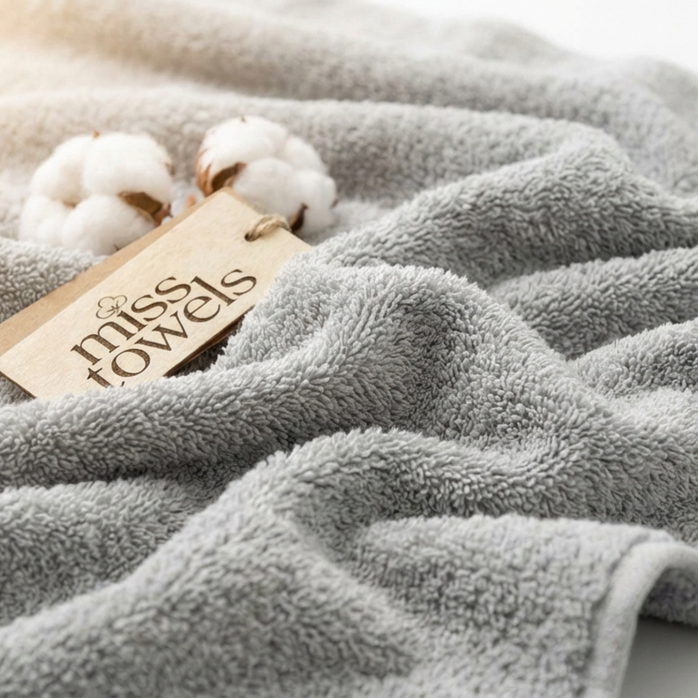 Detail licht grijze hotel handdoek Miss Towels  lang:"nl"