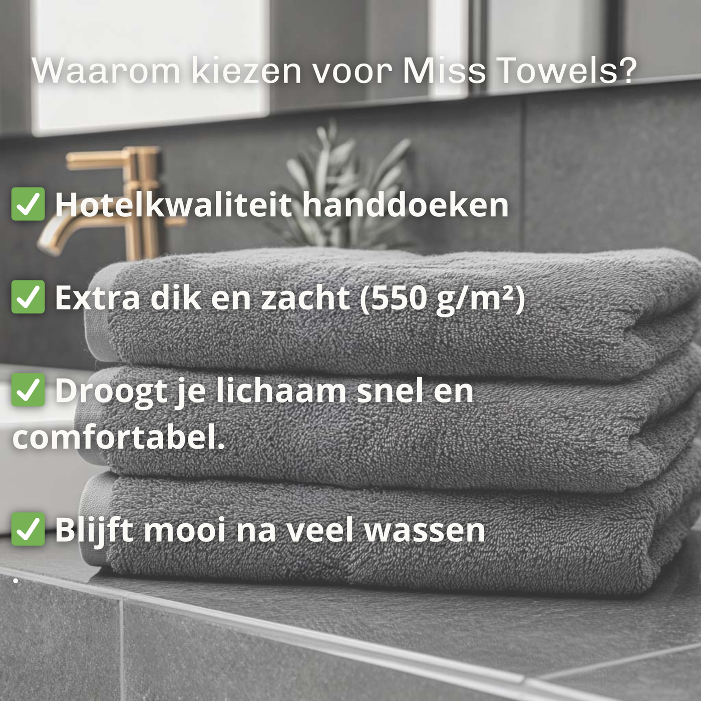Voordelen Miss Towels antraciet lang:"nl"