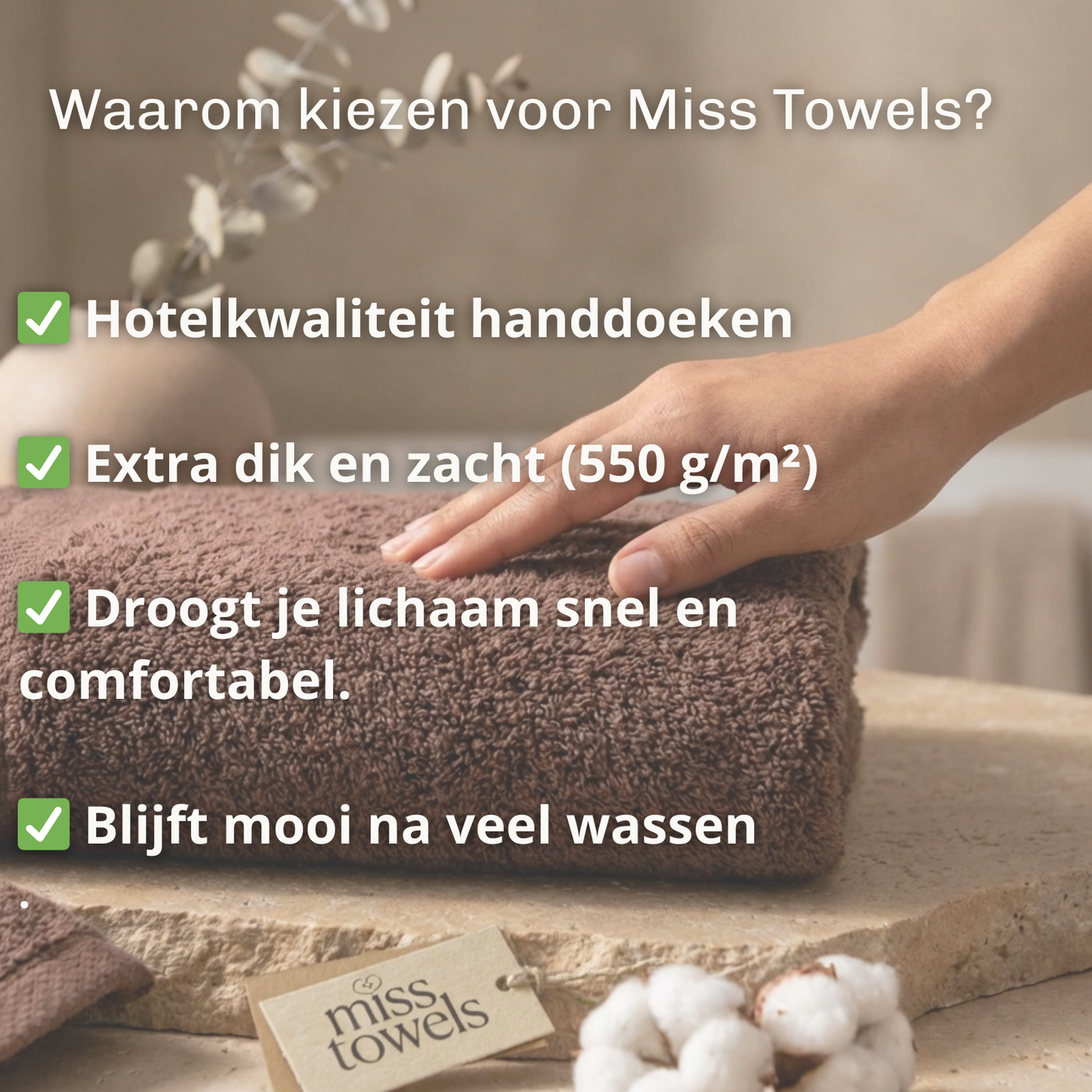 Voordelen chocoladebruine handdoek Miss Towels  lang:"nl"