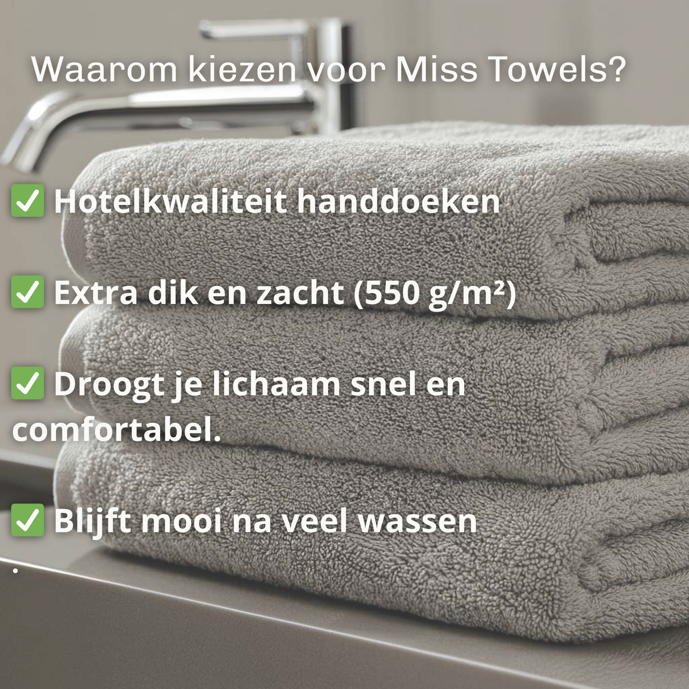 Voordelen licht grijze Miss Towels handdoek  lang:"nl"