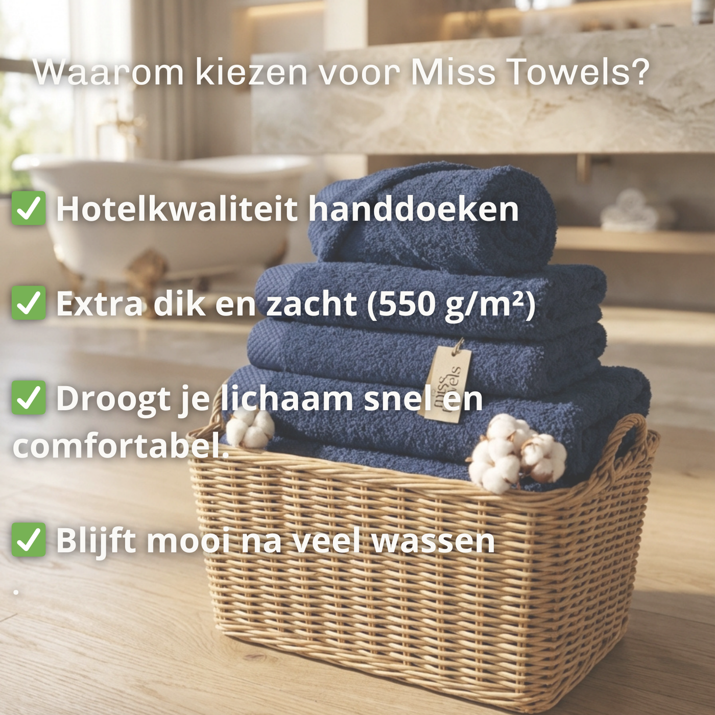 Voordelen marine blauwe handdoeken Miss Towels  lang:"nl"