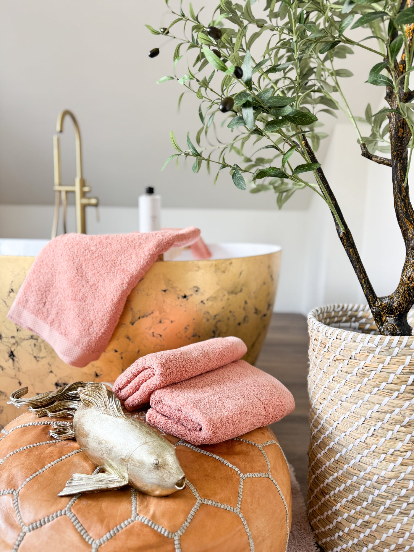 Zalm roze hotel handdoeken lang:"nl"